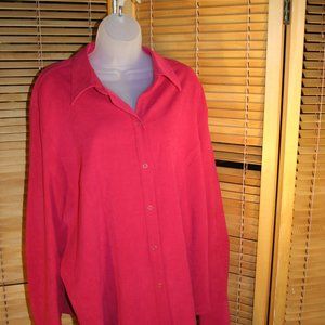 Johanna Plus Shirt Red Faux Suede Size 2X
